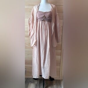 NWT Wang HanYan Rose Size Small Rose Dress wrinkled-texture spaghetti straps